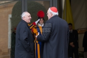 Vatican City: Cardinals Amigo and Bergoglio, later Pope Francis. IX Congregation of Cardinals before the election of Pope Francis. Photo: Gustavo Kralj/GaudiumpressImages