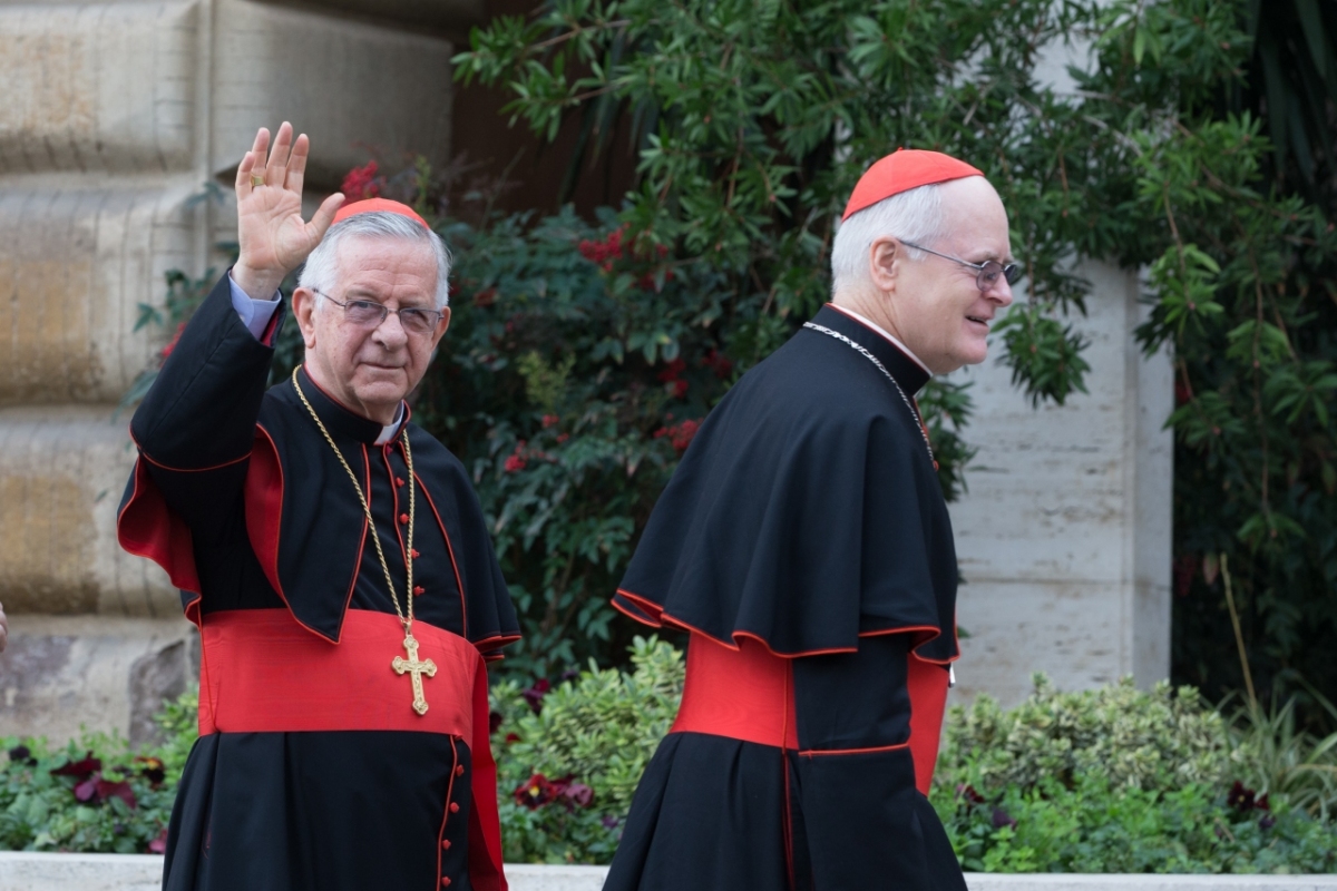Vatican City : cardinal Majella Agnelo and Cardinal Odilo Scherer - VII general congregation of Cardinals before the election of Pope Francis. Photo: Gustavo Kralj/Gaudiumpress